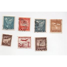 Chili- Lot De 7 Timbres Oblitérés Poste Aérienne
