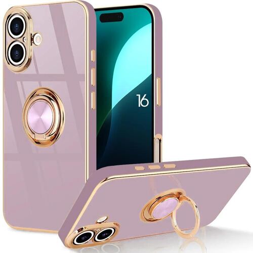 Coque Pour Iphone 16, Protection Silicone Antichoc Avec Anneau Support Violet - E.F.Connection
