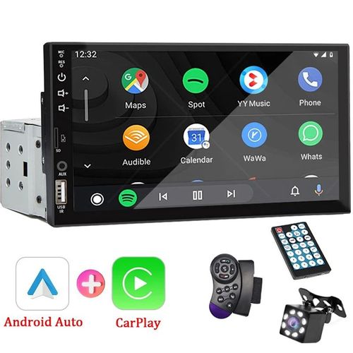 Autoradio 2 DIN Bluetooth Écran 7" CarPlay Android Auto + Caméra et Télécommande