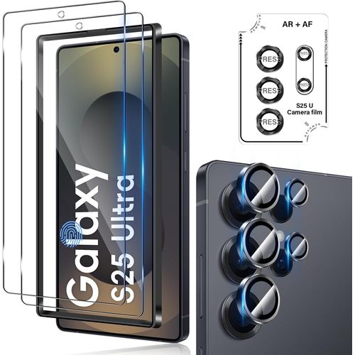 Verre Trempé Pour Samsung Galaxy S25 Ultra 5g Avec Caméra Arrière Protecteur [2+1 Pièces], Protection Objectif Caméra Individuel Pour Tout Coque¿Dureté 9h Hd Glass Film De Protection D`Écran