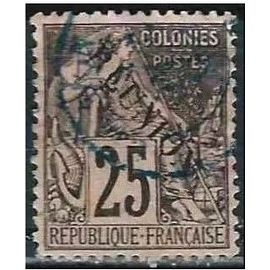 La Réunion, Colonie Française 1891, Beau Timbre Yvert 24, Type Alphée Dubois Colonies Générales, Surchargé "Réunion", 25c. Noir Sur Rose, Oblitéré, Tbe.