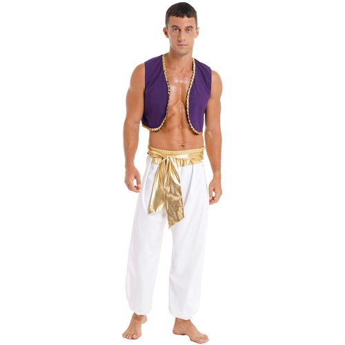 Costume De Prince Arabe Aladin Pour Homme,Déguisement Cosplay,Gilet,Pantalon Sarouel Trempé,Ixà Thème D'halloween,Tenues D'anterie De Carnaval