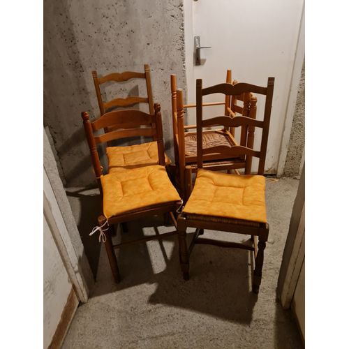 Lot De 5 Chaises _ Vintage Style Rustique _ Bois Massif