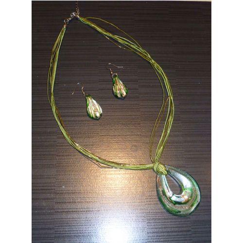 Parure Bijoux Collier Et Boucles D¿Oreilles En Verre
