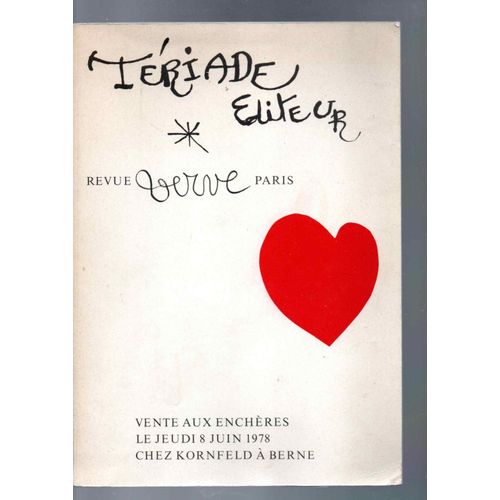 Tériade Editeur ,Revue Verve .Paris ,Vente Aux Enchères ,Bern,8 Juin 1978 .