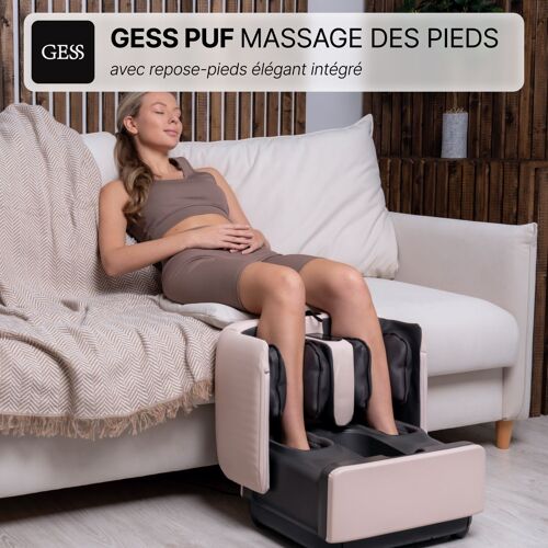 Gess Puf Masseur De Pieds 3 En 1, Pouf Multifonction Avec Chaleur, Compression D'air Et Massage À Rouleaux Pour Mollets Et Pieds - Beige