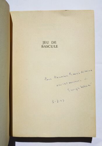 Tibor Déry Jeu De Bascule Avec Un Envoi Autographe Signé Du Traducteur Georges Kassaï 1969 Seuil