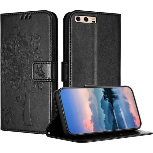Coque Pour Huawei P10 Plus, Coque Portefeuille Housse Cuir Avec Porte Cartes Et Bequille Fermeture Magnetique Etui Pour Huawei P10 Plus - Noir