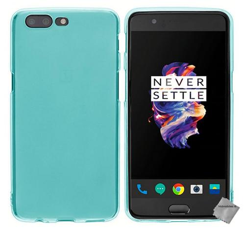 Housse Etui Coque Pochette Silicone Gel Fine Pour Oneplus 5 + Verre Trempe - Bleu