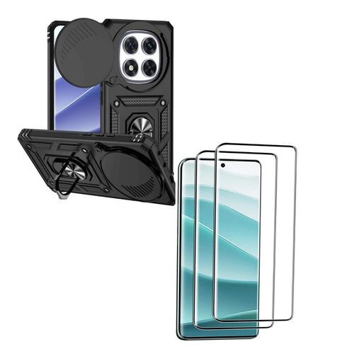 Coque pour Xiaomi Redmi Note 14 PRO 5G avec 2 Verre Trempé ,Support 360° Rotatif, Protection Caméra Coulissante,Renforcée Antichoc - HQSELECTION®