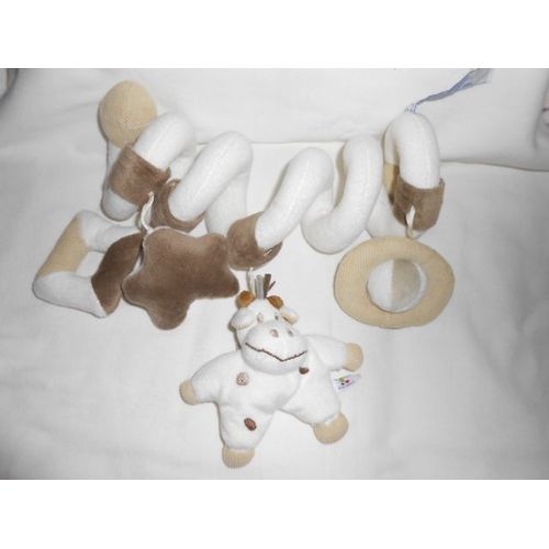 Doudou Spirale P'tit Bisou Aubert Blanc Marron Grelot Hochet Girafe Vache Balle Ballon Miroir Poussette Cosy Lit Landau Parc Creme Ecru Beige Taupe