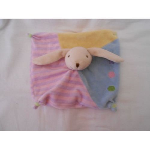 Doudou Lapin Plat Carre Cmp Eveil Et Tendresse Reve De Bebe Raye Rose Mauve Lilas Parme Jaune Bleu Vert Etoile Rond Hexagone 4 Coins Noeuds