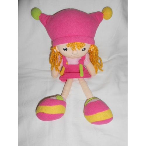 Poupée En Chiffon Rose Vert Cheveux Jaune Robe Bonnet Cp International Fille Fillette