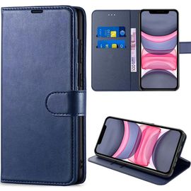 Coque Pour Iphone 11, Protection Rabat Anti-Rayures Antichoc Synthécuir Bleu Marine - E.F.Connection