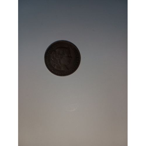 Espagne Piece De Isabel Ii 2 Demi Centimos Escudo De 1868 Sevilla