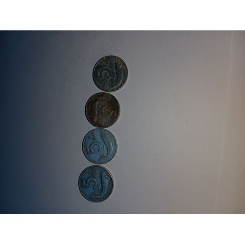 Italie Lot De 4 Piece De 5 Lire De 1951/1952/1954/1955