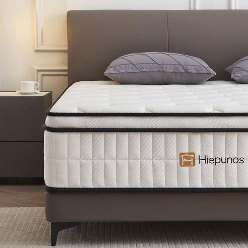 Hiepunos Matelas 90x190 cm, Épaisseur 26cm, Hybride Matelas en Mousse à mémoire de Forme à Ressorts ensachés Indépendants, 7 Zones de Confort, H3 H4 Moyenne Ferme, Durable, Soutien Parfait