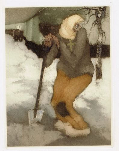 Gravure Van Santen (Julien) . Eau Forte Destinée À L'Illustration Des Villages Illusoires D'Emile Verhaeren