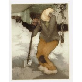 Gravure Van Santen (Julien) . Eau Forte Destinée À L'Illustration Des Villages Illusoires D'Emile Verhaeren
