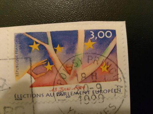 Timbre Oblitéré République Française 3,00 Élections Au Parlement Européen Coloré.
