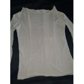 Pull Coton Beige Encolure Ronde Souple