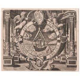 Gravure Marque De L'Imprimeur Parisien Claude Sonnius (Ca 1650)