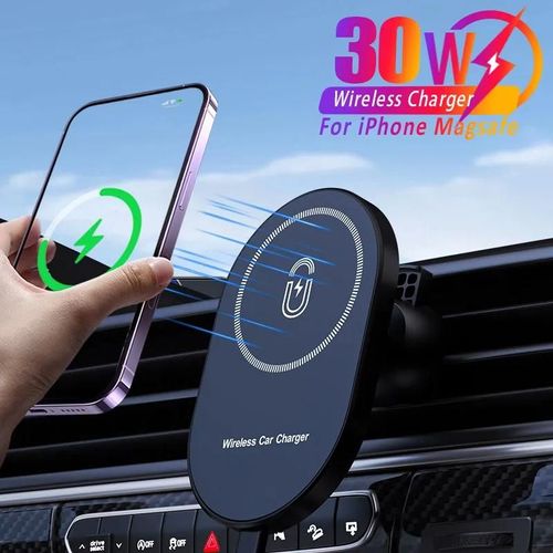 Chargeurs Magnétiques Sans Fil Pour Voiture 30w, Support De Téléphone Pour Grille D'aération Pour Magsafe Iphone 16 15 14 13 12 Pro Max, Support De Charge Rapide Pour Voiture Black With Cable