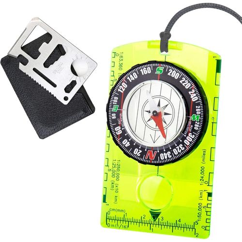 Eryi-¿ Boussole De Navigation, Boussole Randonnée, Bonus Carte Multi-Outils 11 En 1, Boussole Scout Garçon, Boussole Orientation, Boussole Lumineuse Pour L, L'orientation, Navigation,Camping,