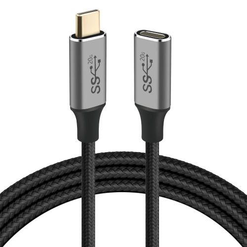 TRAHOO-Rallonge usb C 2M 100W PD 5A QC 3.0, Cable Rallonge USB-C Mâle à Femelle 3.2 Gen 2 20Gbps 4K@60Hz Nylon Tressé Compatible avec Macbook Pro Galaxy S22 S21 S10