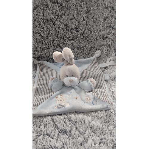 doudou lapin bleu rayé Abc Simba toys