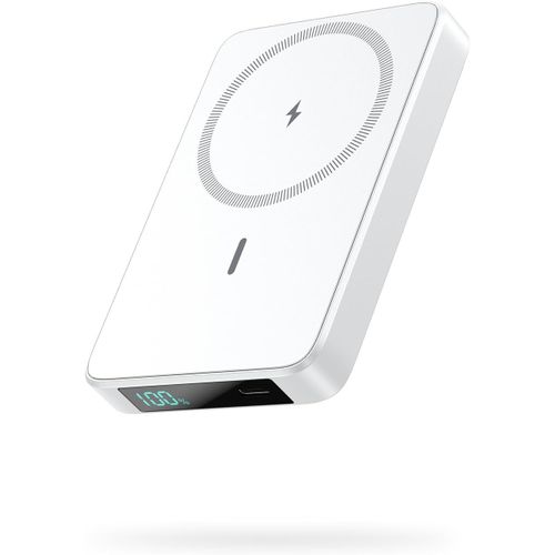 Batterie Externe Magnétique Sans Fil 10800mah, Pd 20w Charge Rapide Power Bank Avec Usb-C Entrée & Sortie Écran Led Chargeur Portable Compatible Avec Magsafe, Iphone 16/15/14/13 Serie - Blanc