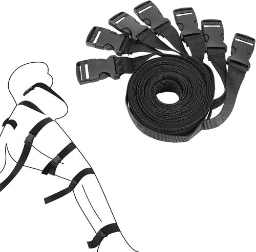 Kal-7 Pièces Bdsm Bondage Set Nylon Cordes Réglables Full Body Bondage Cordes Bdsm Restraint Straps Sm Fetish Sex Toy Jouets Sexuels Pour Adultes Couple Debutant Jeux Sexuels Flirting Noir