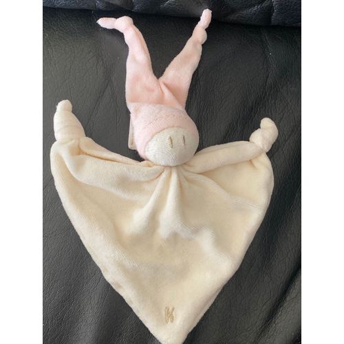 Peluche doudou bonnet rose et blanc triangle plat K keptin jr 23cm