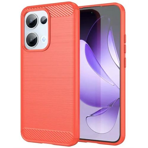 Coque Pour Oppo Reno 13 5g - Housse Etui Silicone Gel Carbone + Verre Trempe - Rouge