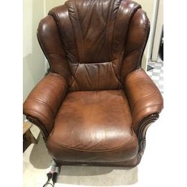 Salon Complet Cuir Deux Fauteuils Un Canapé 3places Une Table Basse Marbre Et Laiton