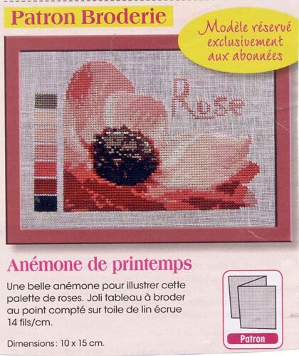 Patron Broderie Modes Et Travaux 1386 : Anémone Rose De Printemps.