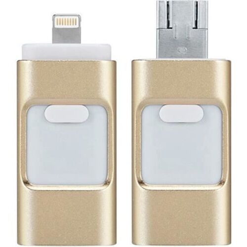 3 en 1 32GO Clé USB lecteur de mémoire pour iPhone IPad PC Telephone or