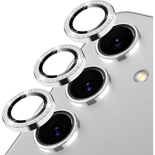 Caméra Arrière Protection Pour Samsung Galaxy S25 Plus/S25+ 5g Verre Trempé,Protecteur Objectif Lentille,9h Dureté Hd Définition Anti-Rayures Ultra Résistant Pailleté Camera Protector,Argent