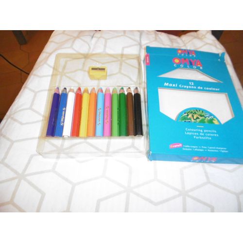 Boite De 12 Maxi Crayons Couleur Avec Taille Crayons Omya 49675