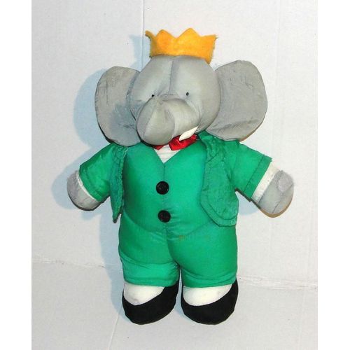 doudou babar ideal loisirs 24 cm peluche éléphant en toile yeux lissent 1991