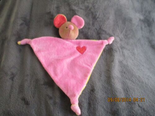 Doudou Plat Triangle Souris Rose Imprimé Coeur Rouge Créative Toys