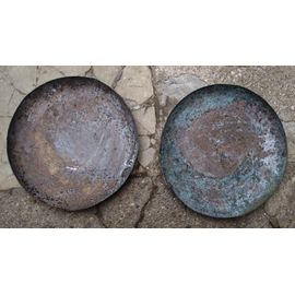Plateaux (2) En Cuivre Pour Balance Romaine Non Nettoyés