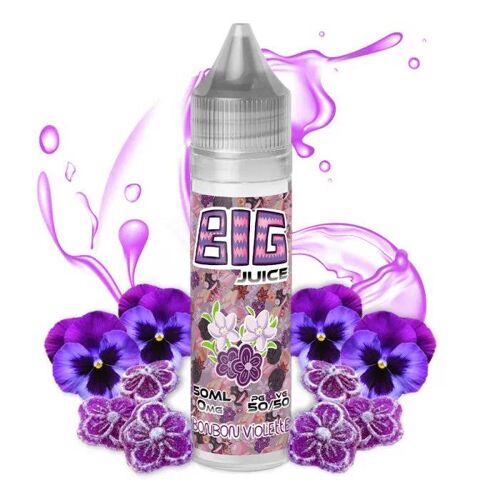 Cigarette's électronique's vapotage : Flacon 60ml bouteille E-liquide 50ml Arome Gout (BONBON-VIOLETTE) 0mg Nicotine (BIG JUICE)