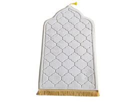 Tapis De Prière Musulman Blanc 110x65cm En Flanelle Épaisse Pour La Méditation