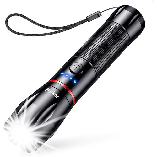 Gothicana By Emplampe Torche Led Rechargeable,2000lm Lampe De Poche Led Ultra Puissante, Torche Tactique En Aluminium, Ipx6 Étanche, 5 Modes D'éclairage & Zoomable Pour Camping/Randonnée/Urgence