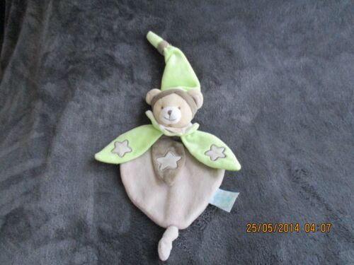 Doudou Plat Ours Vert/Marron Luminescent/Phosphorescent Baby Nat