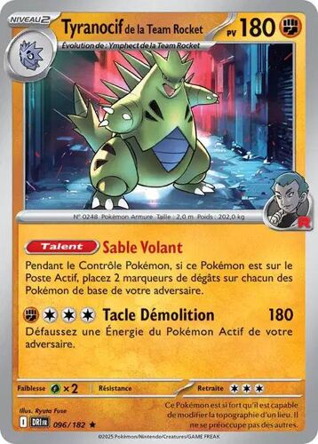 Carte Pokémon - Tyranocif De La Team Rocket - 096/182 - Holo-Rare - Ev10 Rivalités Destinées