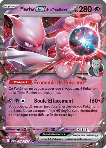 Carte Pokémon - Mewtwo Ex De La Team Rocket - 081/182 - Ultra-Rare - Ev10 Rivalités Destinées