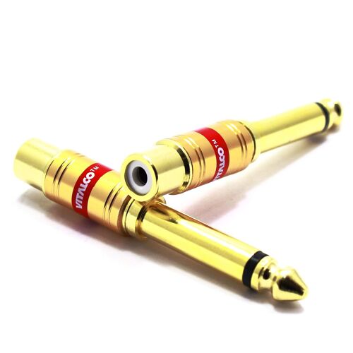 MEVRONISSHOP-Adaptateur Jack 6.35mm vers RCA Femelle Lot de 2 Cinch vers Jack 6.35 Mono TS Mâle Connecteur