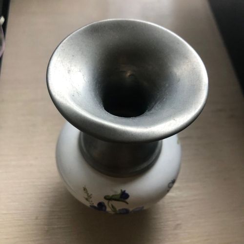 Petit vase de décoration "étain et faïence" - hauteur 9 cm